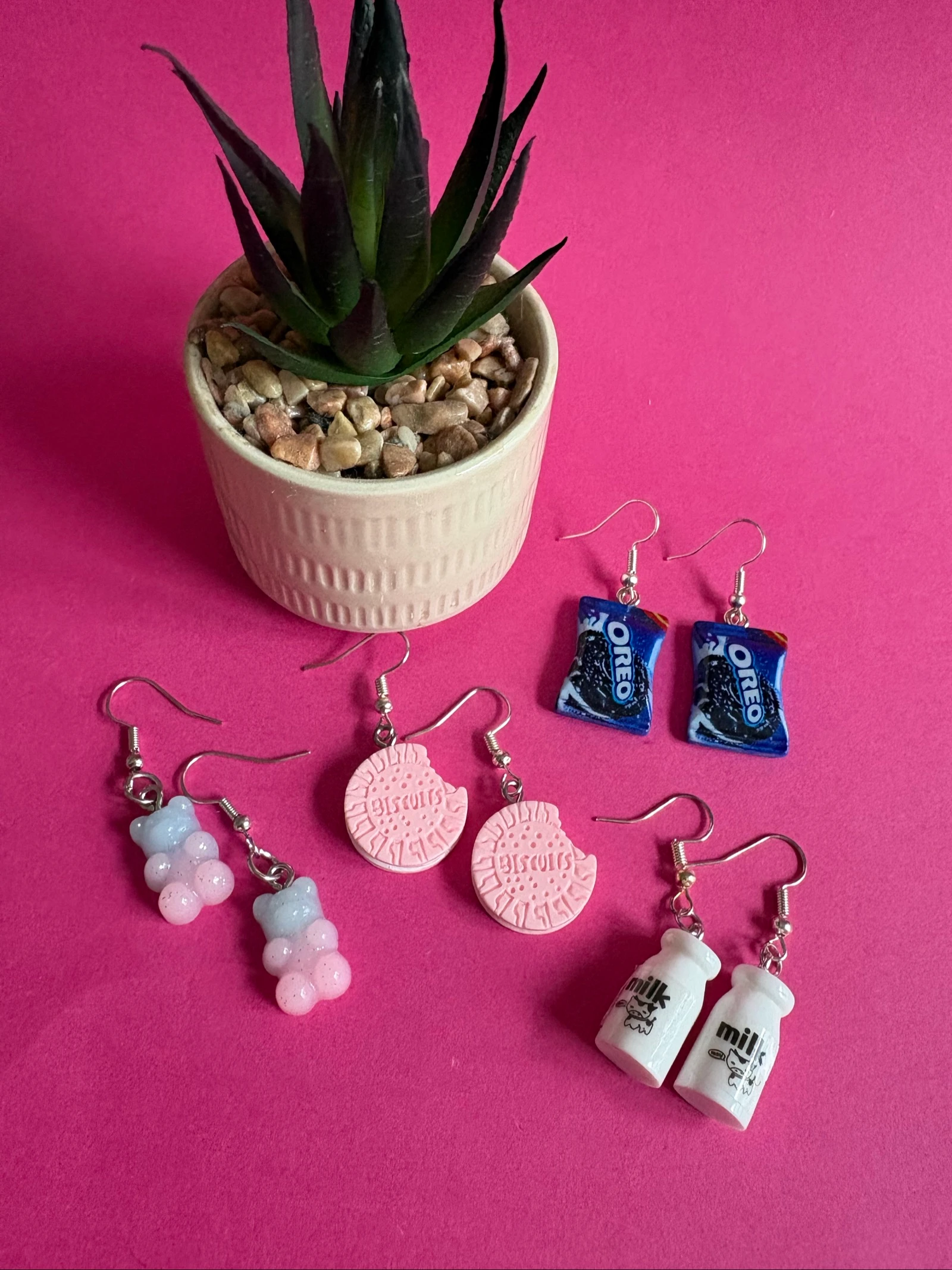 Lot de 4 paires de boucles d’oreilles fantaisie gourmande